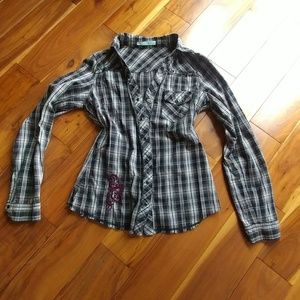 Maurice Black/Grey/Burgandy Plaid Shirt